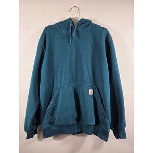 Carhartt Rain Defender Heavyweight Hoodie Teal Green Men's L Fleece Sweatshirt